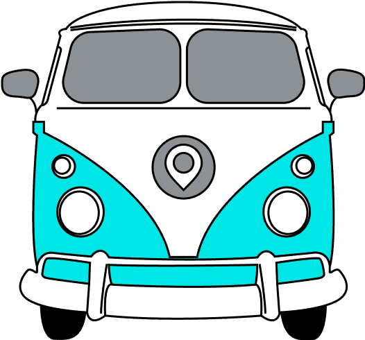 Footprints Maps illustration of a combi to represent the Footprints Maps founder, Combi.